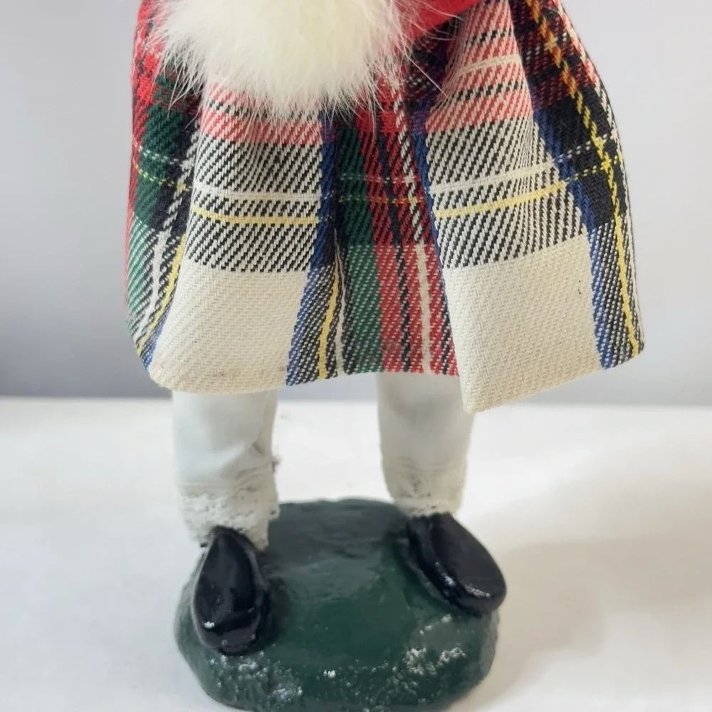 Byers Choice Retired 1980 Girl with Muff Plaid Skirt Red Hooded Jacket 10